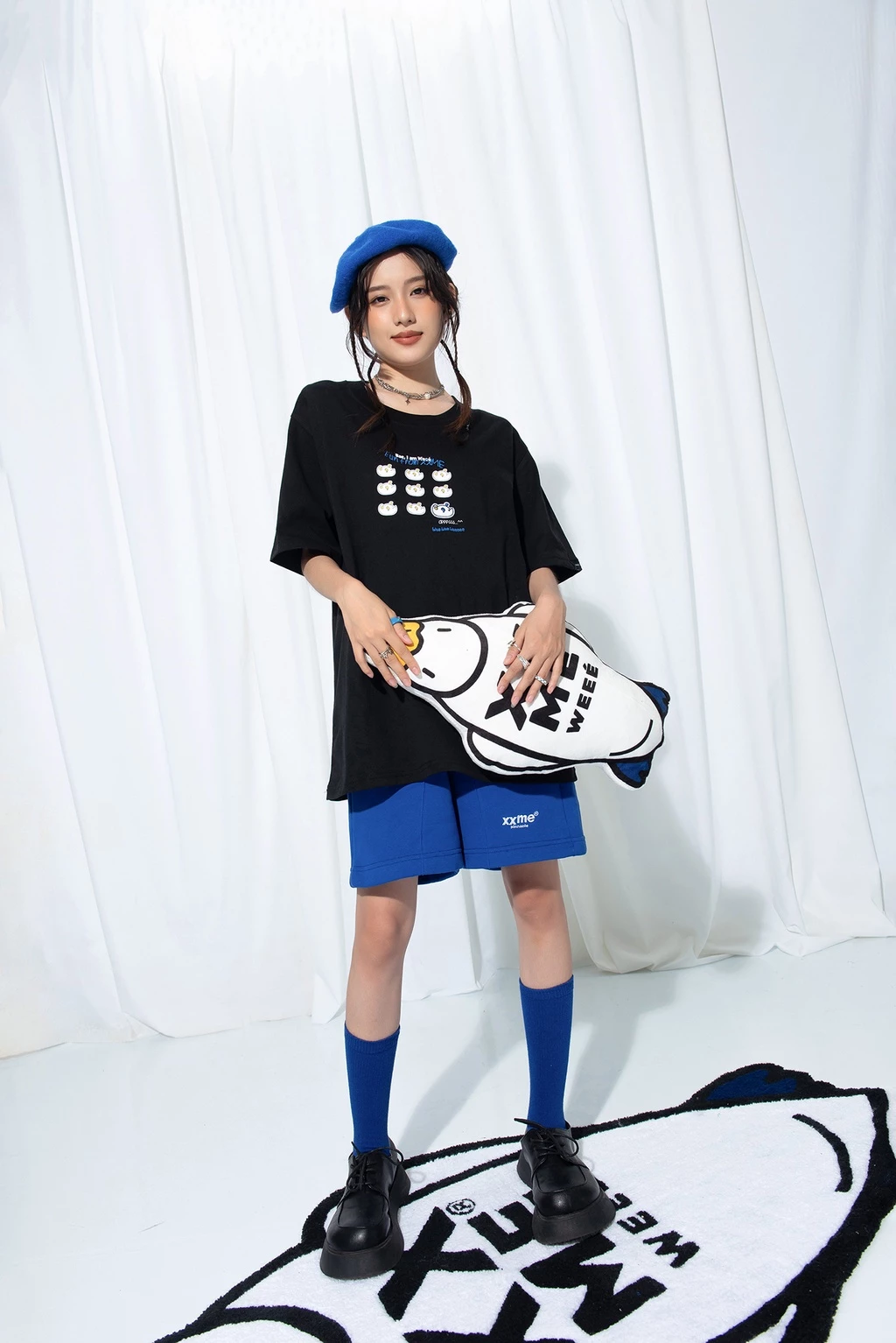 Áo thun tay lỡ nam nữ cotton thoáng mát Weeé Oops Tee - XXME – Đen / Be