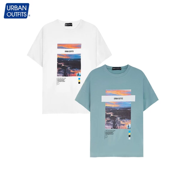 Áo Thun Nam Tay Lỡ Form Rộng URBAN OUTFITS Cổ Tròn Unisex Big Size 100kg In Sông Chiều 100% Cotton URBAN OUTFIT ATO10