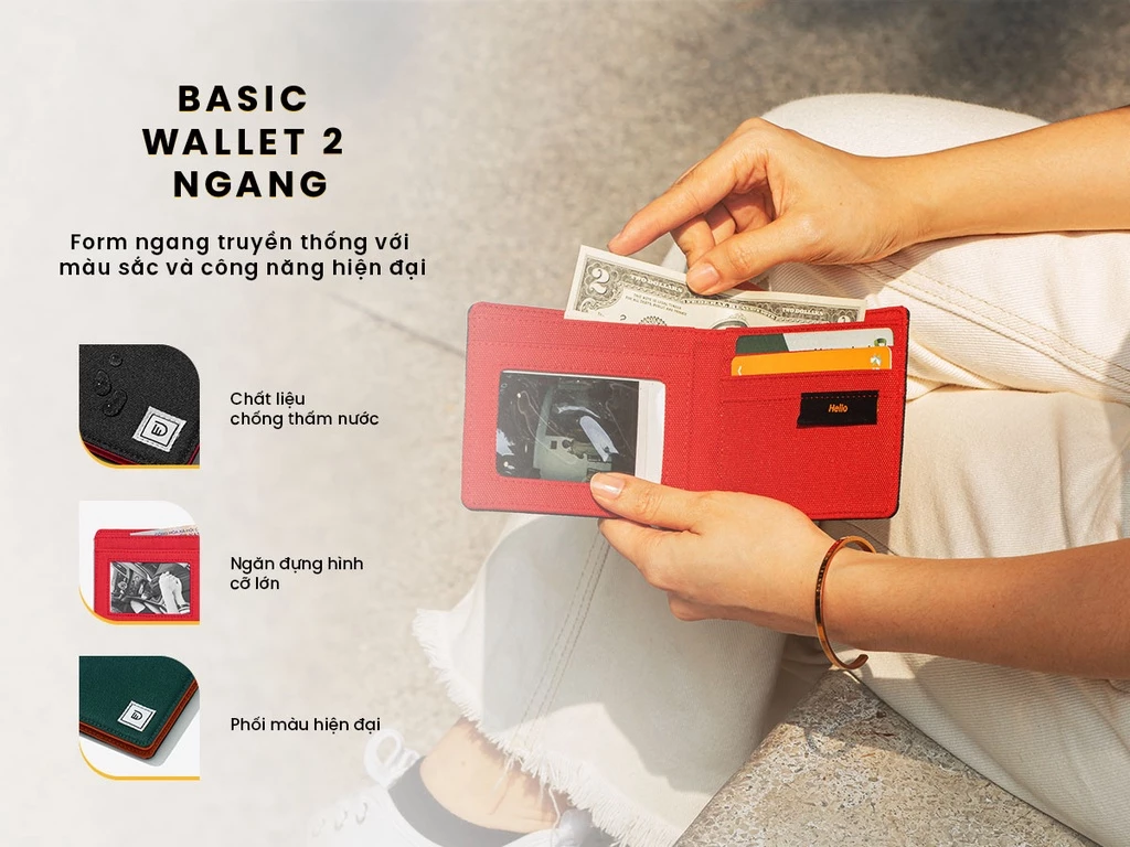 Ví vải DIM Basic Wallet 2 Form Ngang - Pastel Color
