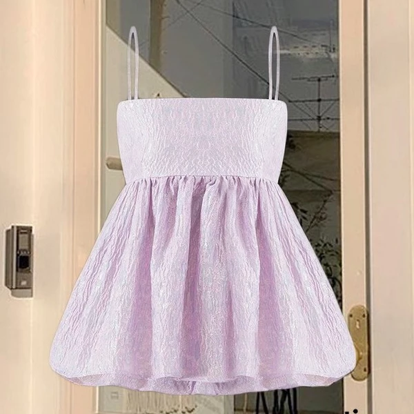 TINGOAN® - Áo hai dây gấm khoét lưng tím VIVIEN TOP/PP