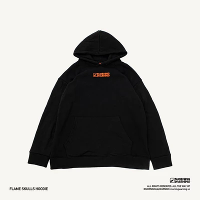 Áo Hoodie Morning Warning Flame Skull - Orange