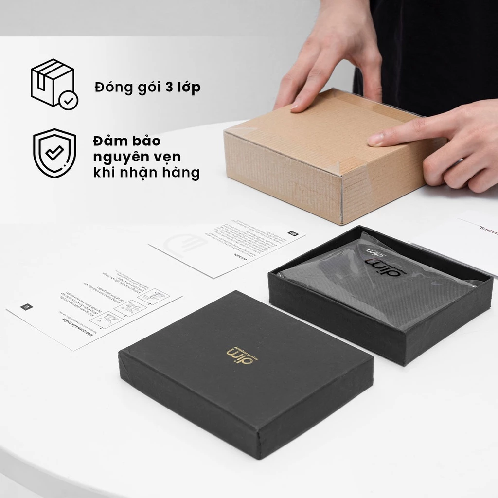Ví vải phối da DIM Fiber Wallet Ngang