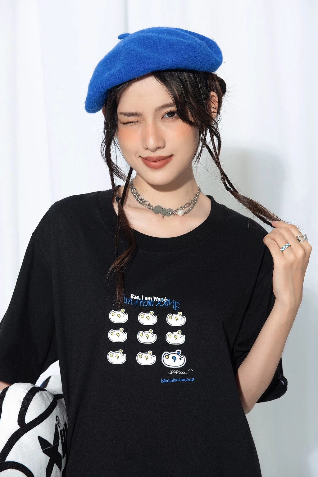 Áo thun tay lỡ nam nữ cotton thoáng mát Weeé Oops Tee - XXME – Đen / Be