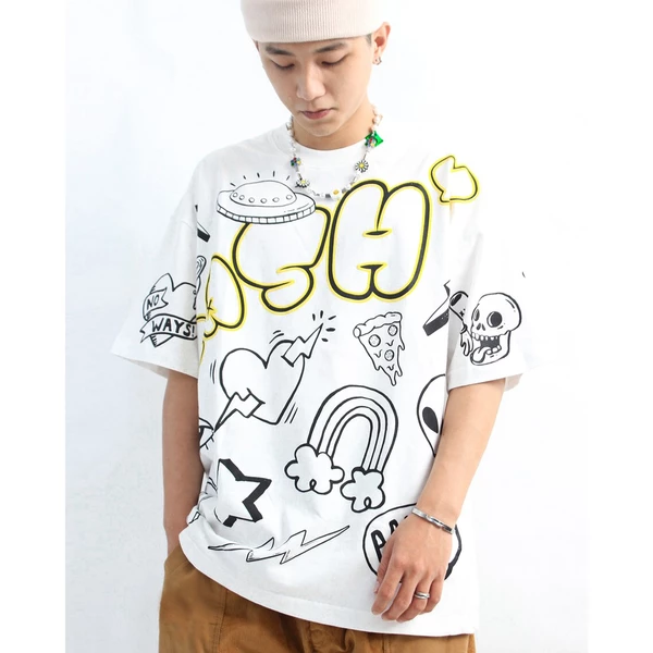 KASH - Áo thun CARTOON màu Trắng form Oversize LocalBrand Chính Hãng