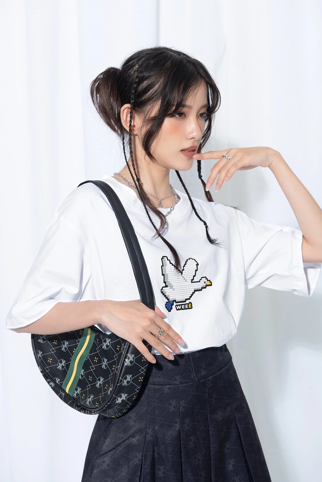 Túi xách da | Túi nữ da đeo vai / cặp nách Monogram Aydede Bag - XXME - Full Print Monogram