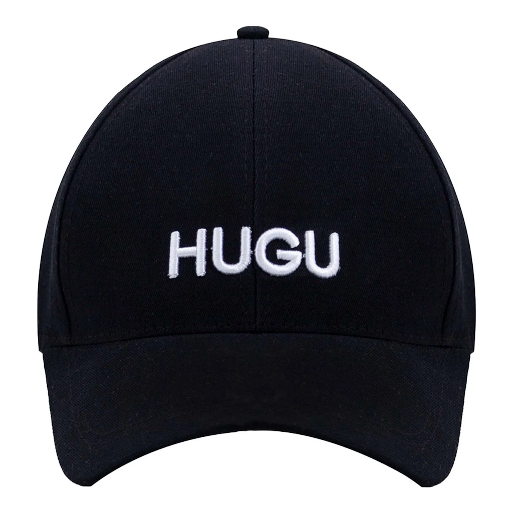 Mũ lưỡi trai thêu họa tiết HUGU trơn màu đen