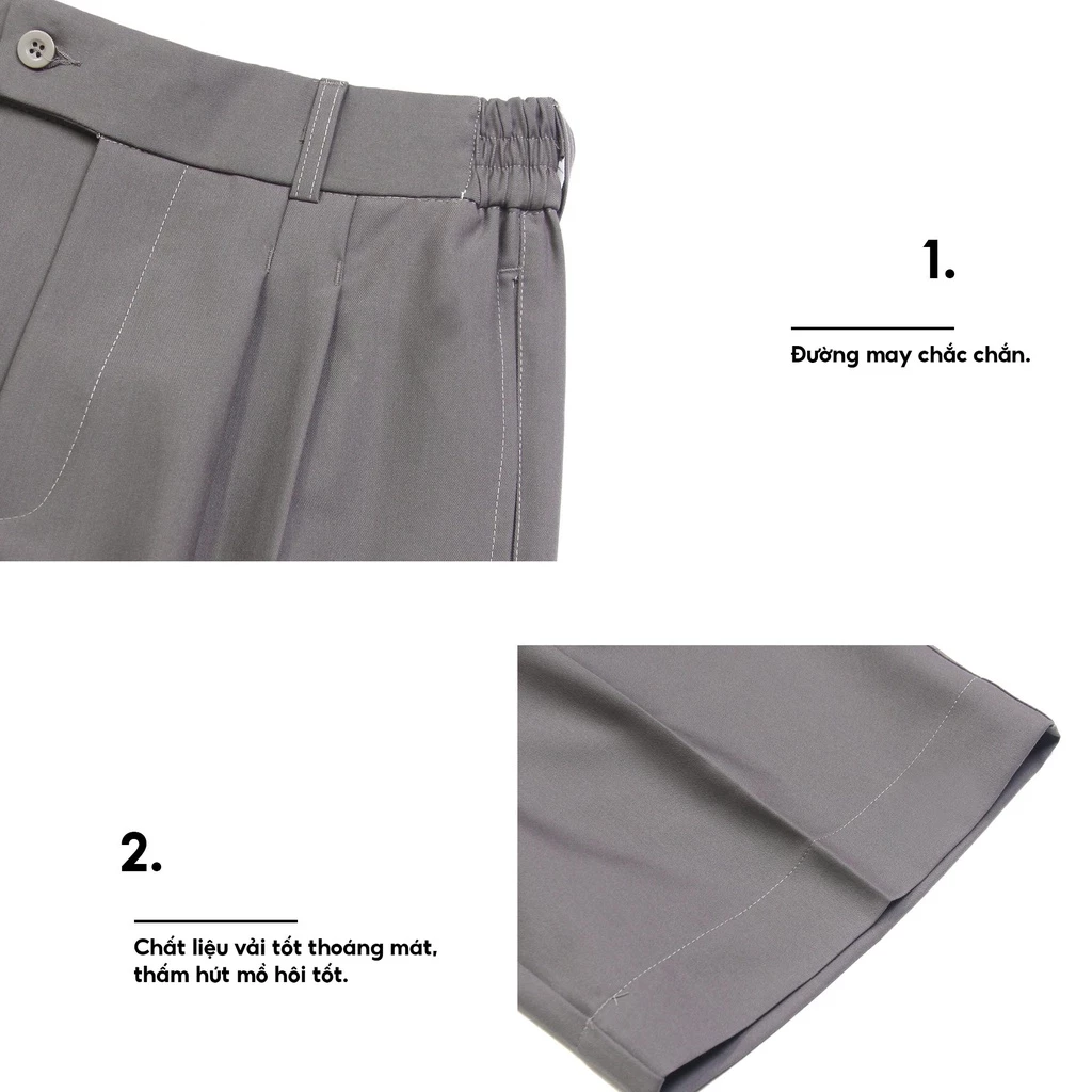 Quần short kaki nam màu đen, trắng, thể thao basic HUGU Mono lưng thun co dãn chất vải mềm bền màu