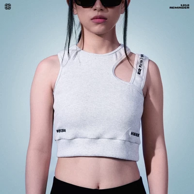 Áo Croptop nữ ba lỗ REMINDER khoét bên vai RIB CUT SHOULDER CROP TOP LIGHT GREY