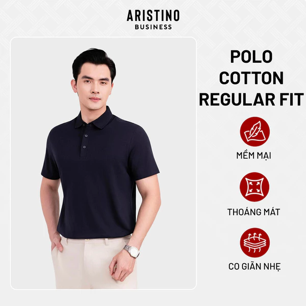 Áo Polo Ngắn Tay Nam Aristino Business Regular, thiết kế basic, logo thêu ngực 1PS005SAH2
