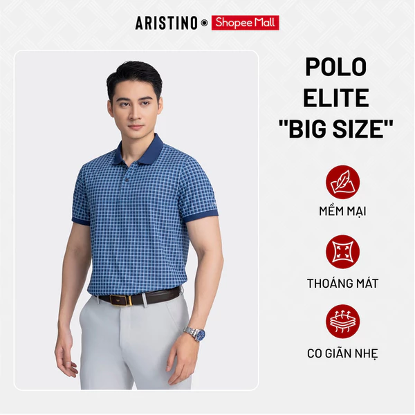 ARISTINO Áo Polo Nam Cotton Regular Fit Áo Polo Nam Cao Cấp, Chất Liệu Cotton Mềm Mại Thoáng Mát APS030AZ