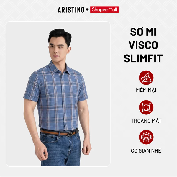 Áo Sơ Mi Nam Kẻ Aristino Slim fit ASS027AS2