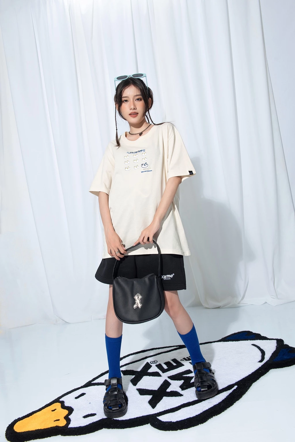 Áo thun tay lỡ nam nữ cotton thoáng mát Weeé Oops Tee - XXME – Đen / Be