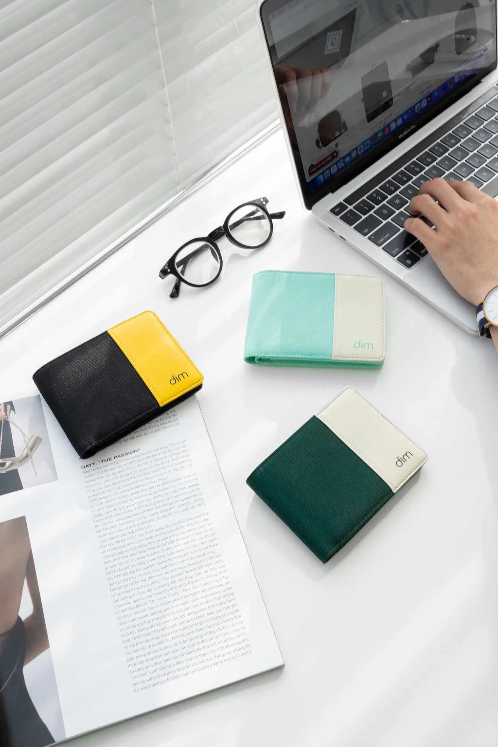 Ví vải phối da DIM Fiber Wallet Ngang