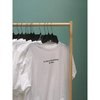 Áo thun cotton 100% in chữ Fill your life with adventures not things