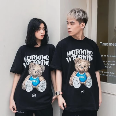 Áo thun Morning Warning Teddy - Gấu bông chơi đồ - Áo Thun Unisex Form Rộng Tay Lỡ Oversize Cotton 100% Local Brand