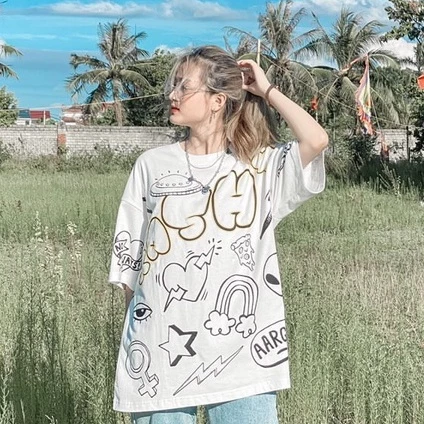 KASH - Áo thun CARTOON màu Trắng form Oversize Local Brand Chính Hãng
