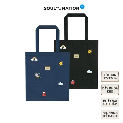 Túi Tote Vải Canvas Cao Cấp In toàn thân LAZY PATTERN - Có khóa kéo, Ngăn phụ bên trong Soul of a Nation