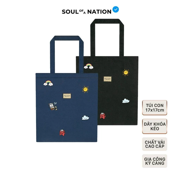 Túi Tote Vải Canvas Cao Cấp In toàn thân LAZY PATTERN - Có khóa kéo, Ngăn phụ bên trong Soul of a Nation