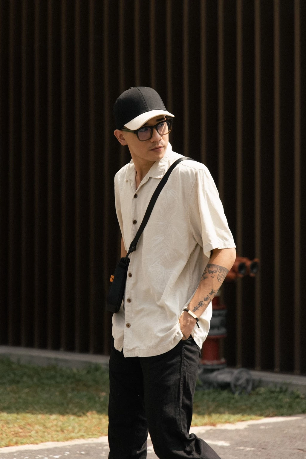 Mũ/Nón Bóng Chày Lưỡi Trai Màu Đen Phối Be Thương hiệu Recklesstripwear Signature Ballcap Cotton, Vải Kaki Cotton