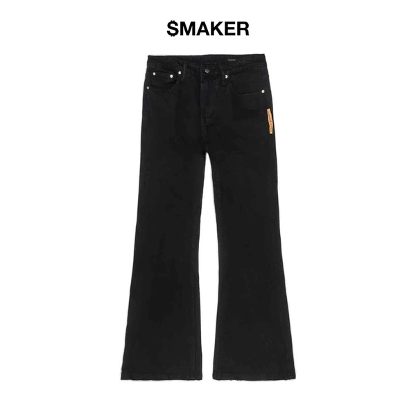 Quần jean denim đen trơn dài ống loe - FLARE JEANS IN BLACK