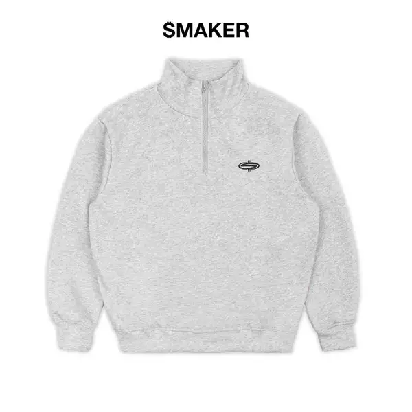 Áo khoác cao cổ màu xám 100% cotton khoá kéo zip - MMNF QUARTER ZIP FLEECE IN GRAY