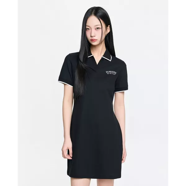 MLB - Đầm polo mini tay ngắn Basic Lettering_3FOPB0263-50BKS
