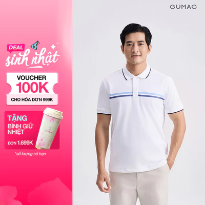 Áo Polo Nam GUMAC Form Suông Cơ Bản Phối Line Ngực Thun Cá Sấu Trẻ Trung APNG04055