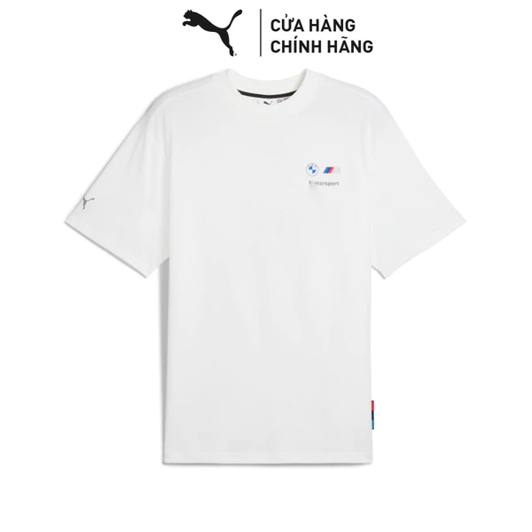 Áo Thun Thể Thao PUMA Nam Motorsport BMW MMS Stacked Logo Tee 2 White Màu Trắng