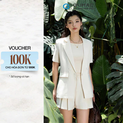 Áo Blazer Nữ GUMAC Áo Vest Tay Ngắn 1 Lớp Có Đệm Vai Chất Chéo Nhật Thanh Lịch OWF05043
