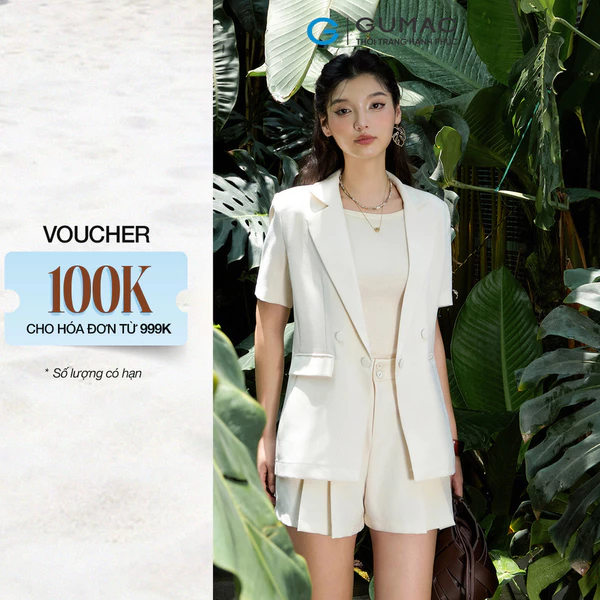 Áo Blazer Nữ GUMAC Áo Vest Tay Ngắn 1 Lớp Có Đệm Vai Chất Chéo Nhật Thanh Lịch OWF05043