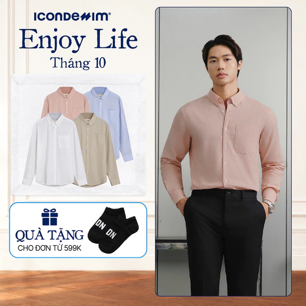 Áo Sơ mi Linen Nam ICONDENIM Tay Dài Pale Wave Form Regular SMID0239
