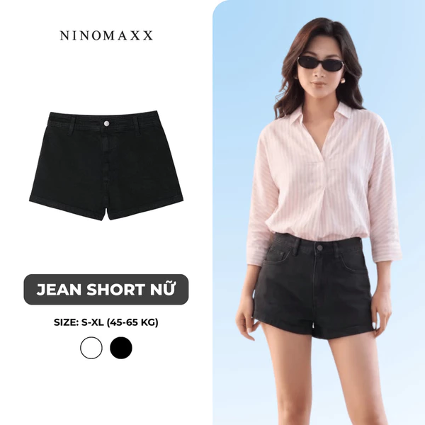 Quần Short Jean Nữ Chất Mềm Lưng Cao Basic Tôn Dáng Dễ Phối Đồ Ninomaxx 2601001