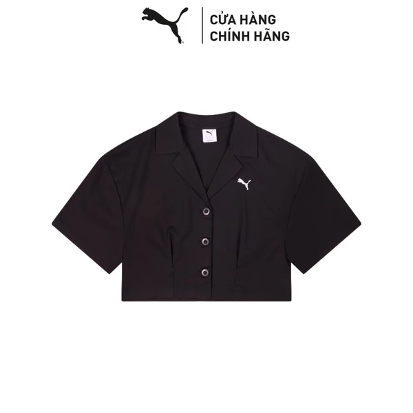 Áo Thun Thời Trang Tay Ngắn PUMA Nữ WARDROBE ESS Cropped Shirt Black Màu Đen
