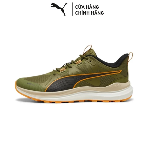 Giày Chạy Bộ PUMA Unisex Reflect Lite Trail Olive Green-Putty-Clementine Màu Xanh Lá