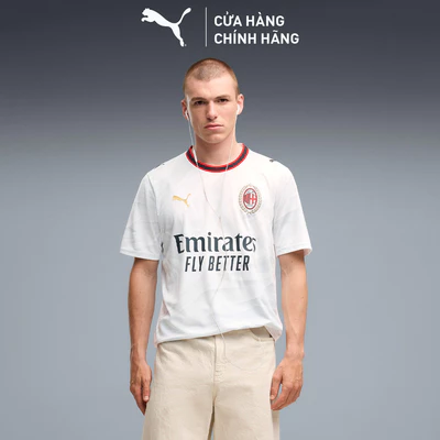 Áo Thun Đá Bóng PUMA Nam ACM Away Jersey Replica White-Victory Gold Màu Trắng