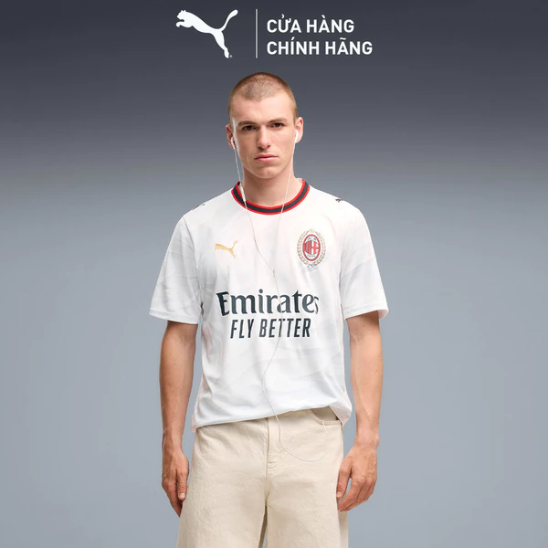 Áo Thun Đá Bóng PUMA Nam ACM Away Jersey Replica White-Victory Gold Màu Trắng