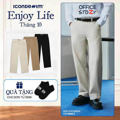Quần Kaki Nam ICONDENIM Sandfold Form Loose QKID0055