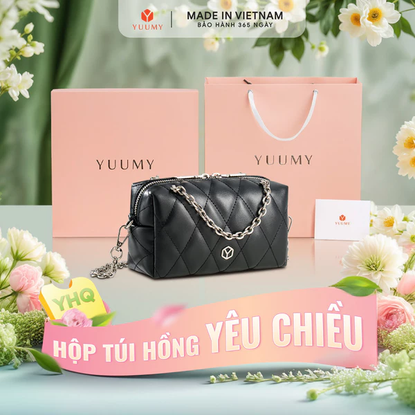 Bộ hộp quà YUUMY (Túi đeo chéo nữ YUUMY YN339 + Hộp quà YHQ2 + Túi giấy YTG2 + Túi rút BVR3838 + Thiệp cảm ơn YBT1)