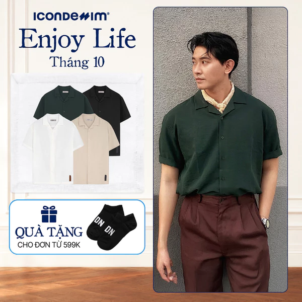 Áo Sơ Mi Linen Nam ICONDENIM Tay Ngắn Cuban CigarCraft Form Relaxed SMID0194
