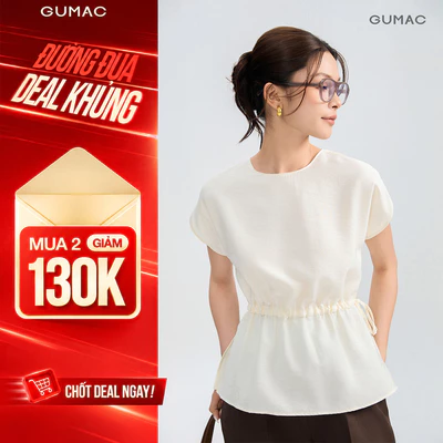 Áo Kiểu Nữ GUMAC Form Suông Siết Eo Tay Liền Che Tay Thoải Mái Mùa Hè AG05041