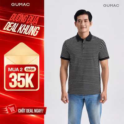 Áo Polo Nam GUMAC Form Regular Cổ Bo Phối Màu Nẹp 3 Khuy Dễ Phối Đồ Hằng Ngày Đi Làm Đi Chơi LATNG06008