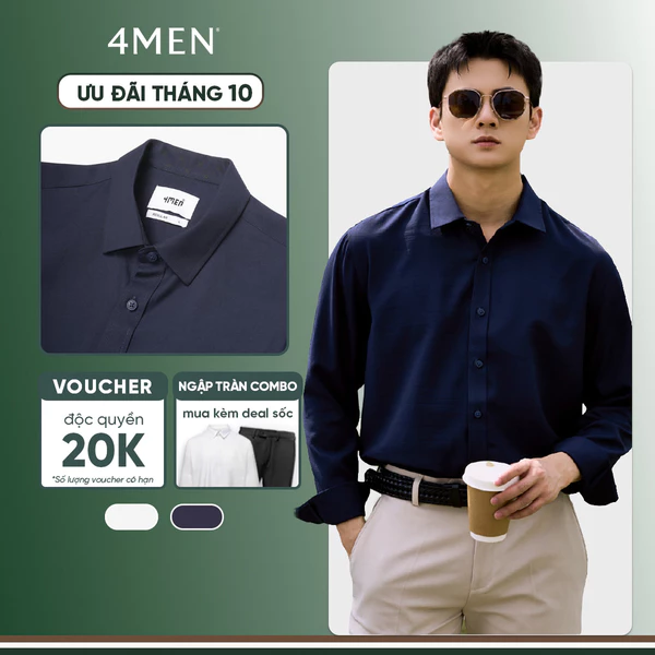 Áo Sơ Mi Nam In Pattern Hoạ Tiết Ngựa Form Regular 4MEN SM201 basic, thoáng mát, mềm mại, dễ mặc dễ phối