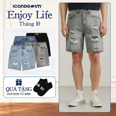 Quần Short Nam ICONDENIM Orgnls Raw Edge Shorts Form Loose QSID0262