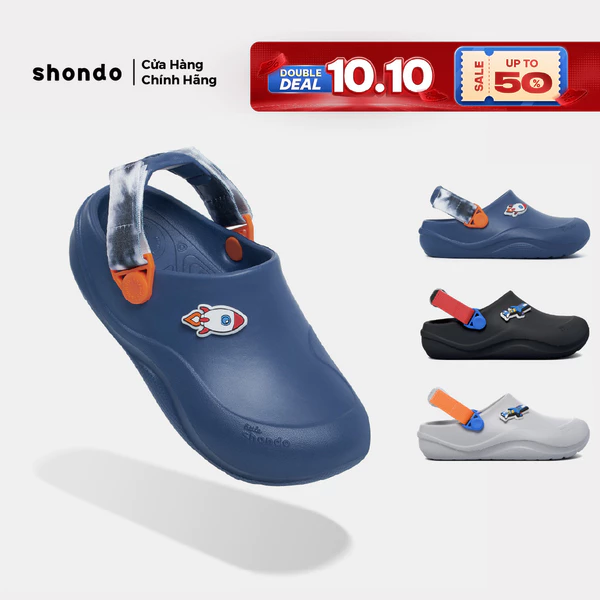 Dép Sục Bé Trai Bé Gái Shondo Clog Little Suke Chống Trơn Trượt Đi Học Nhiều Màu