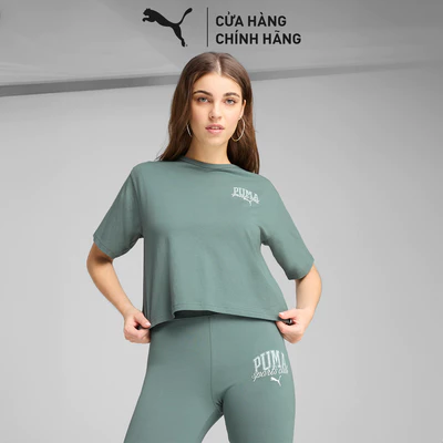 Áo Thun Thời Trang PUMA Nữ CLASS Relaxed Crop Tee Green Moon Màu Xanh Lá