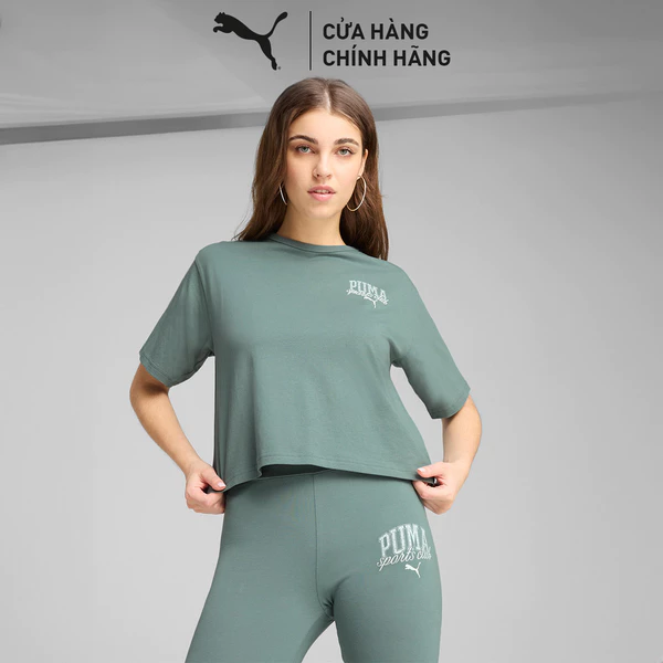 Áo Thun Thời Trang PUMA Nữ CLASS Relaxed Crop Tee Green Moon Màu Xanh Lá