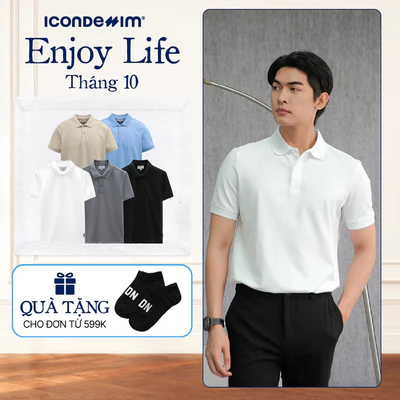 Áo Polo Nam ICONDENIM, chất liệu vải cotton cá sấu, form regular thoải mái, logo in nổi tạo điểm nhấn PLID0077