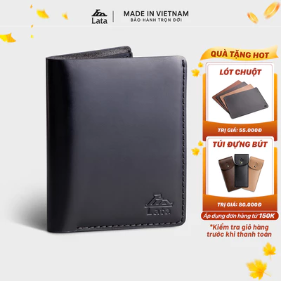 Ví nam da bò Lata (Thời trang nam gấp 2 dáng đứng - Ví da thật LVN107)