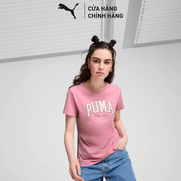 Áo Thun Thời Trang PUMA Nữ SQUAD Graphic Tee Mauved Out Màu Hồng