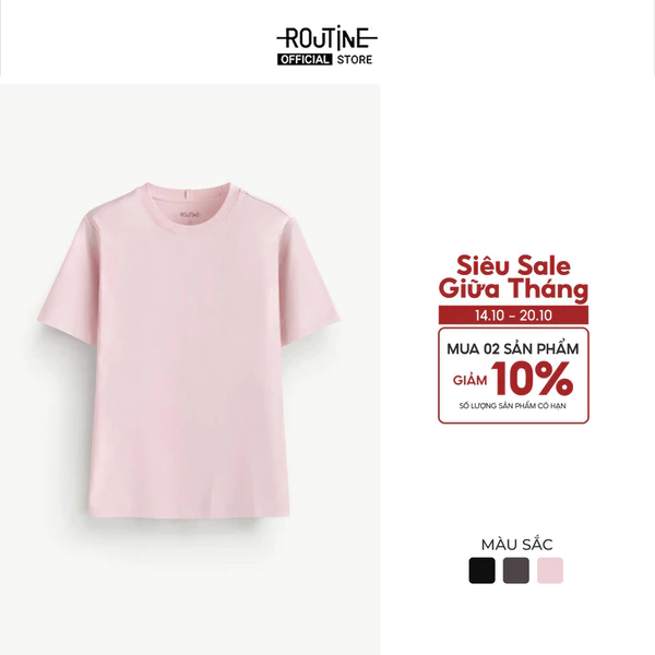 Áo Thun Nữ Tay Ngắn Trơn 100% Cotton Form Regular - Routine 10S24TSSW001